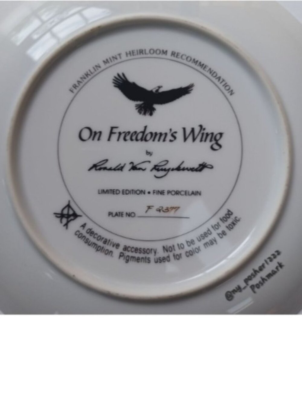 *𝓥𝓣𝓖𝖥𝖱𝖠𝖭𝖪𝖫𝖨𝖭 𝖬𝖨𝖭𝖳 𝓞𝓷 𝓕𝓻𝓮𝓮𝓭𝓸𝓶'𝓼 𝓦𝓲𝓷𝙜 Collector Plate - Picture 4 of 5